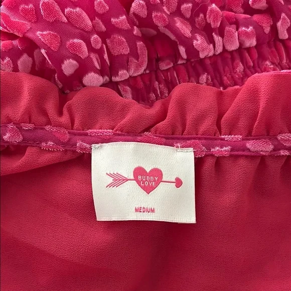 Buddy Love ZOZO Dress Pink Ruffled Bishop Sleeves cocktail party sundress Sz M - Picture 6 of 9